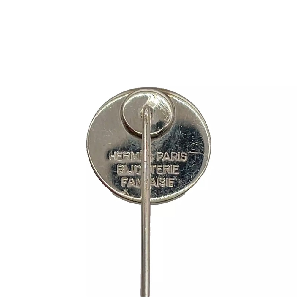 AUTH HERMES Serie Pin Brooch Pin Badge Silver W/Box - Picture 7 of 7